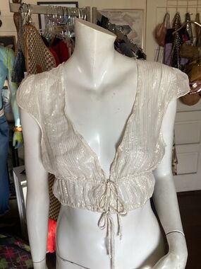 Salt & Pepper silk metallic crop top